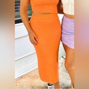 New Lelis Ribbed Orange Maxi Dress Size XS